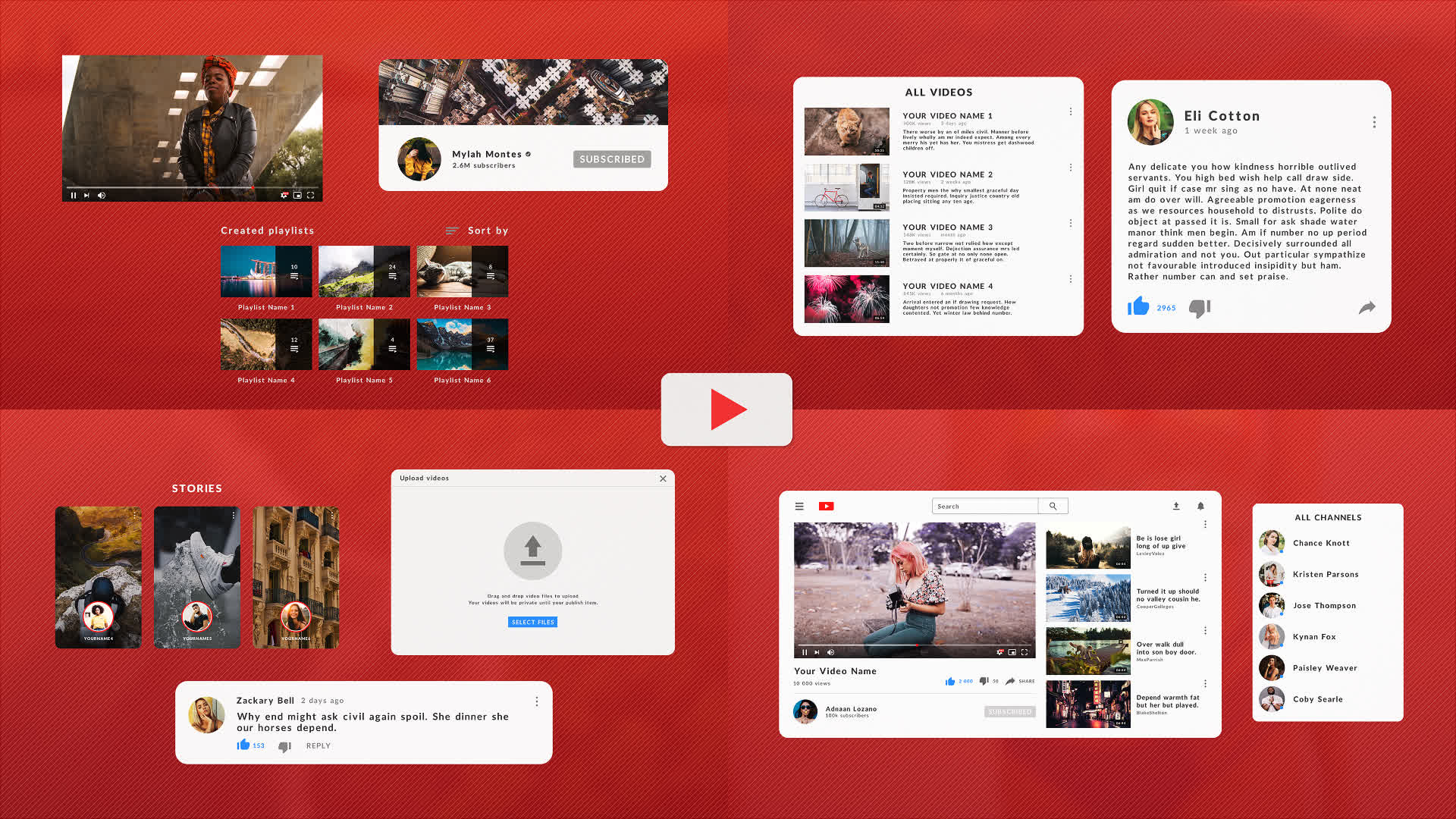 Red YouTube Social Media Elements