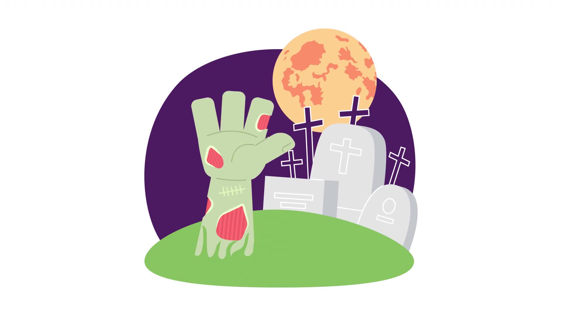 Zombie Gravestone Halloween Animation On Alpha