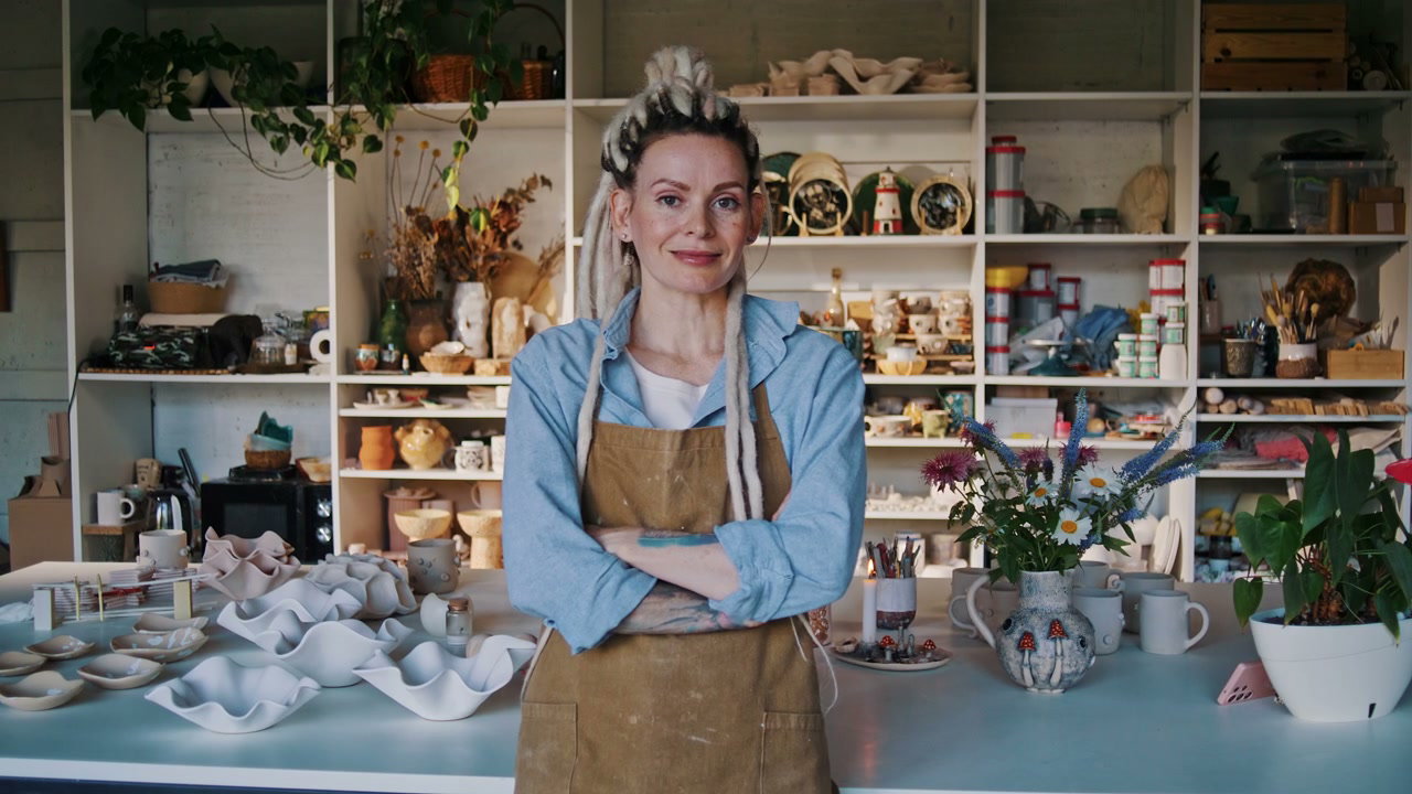 Female Potter in Ceramics Workshop