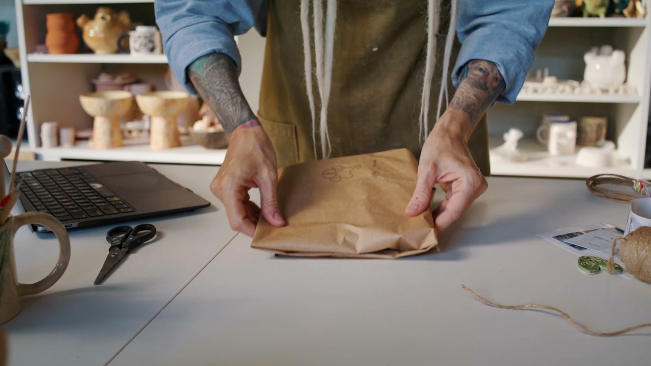 Artist Hands Packaging Product in Craft Studio