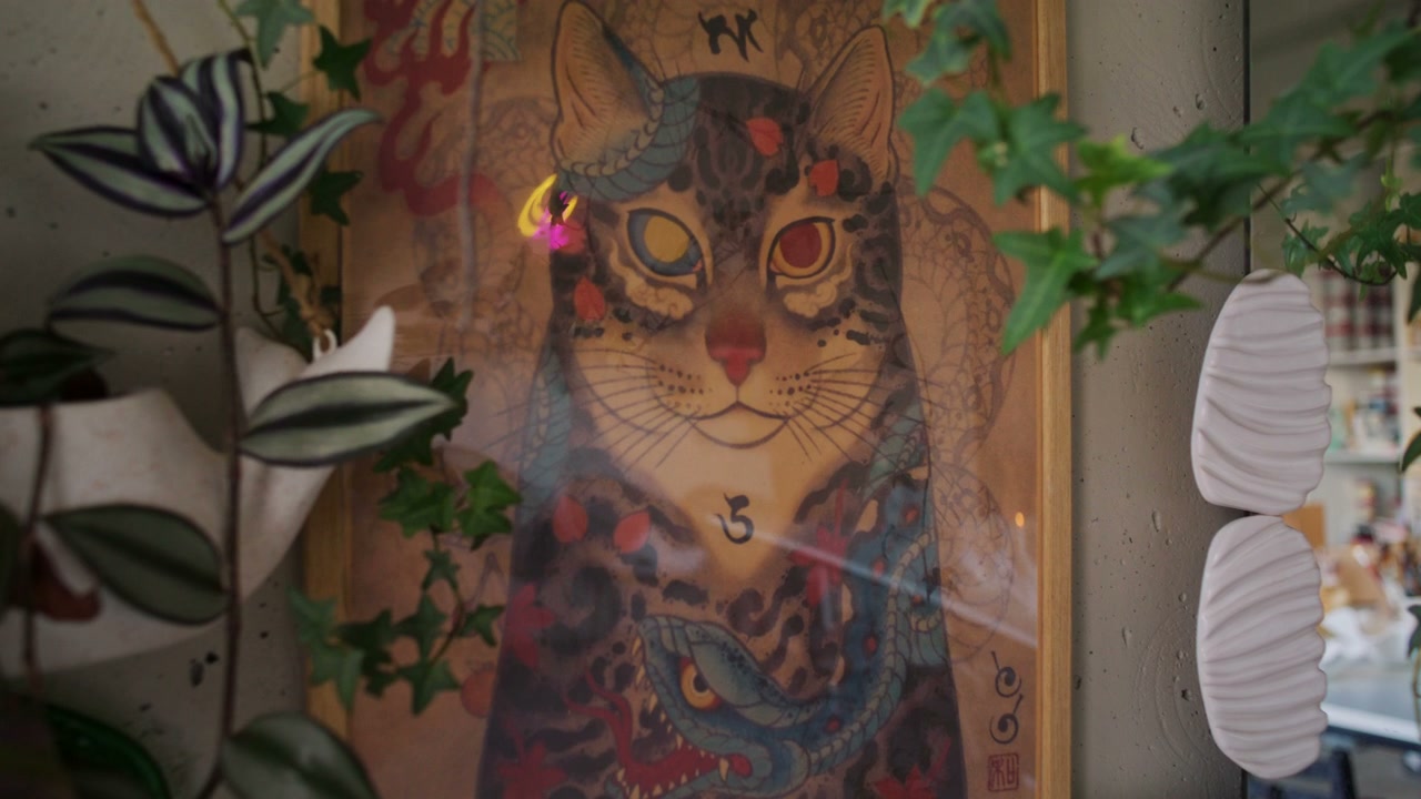 Japanese Style Tattooed Cat Artwork