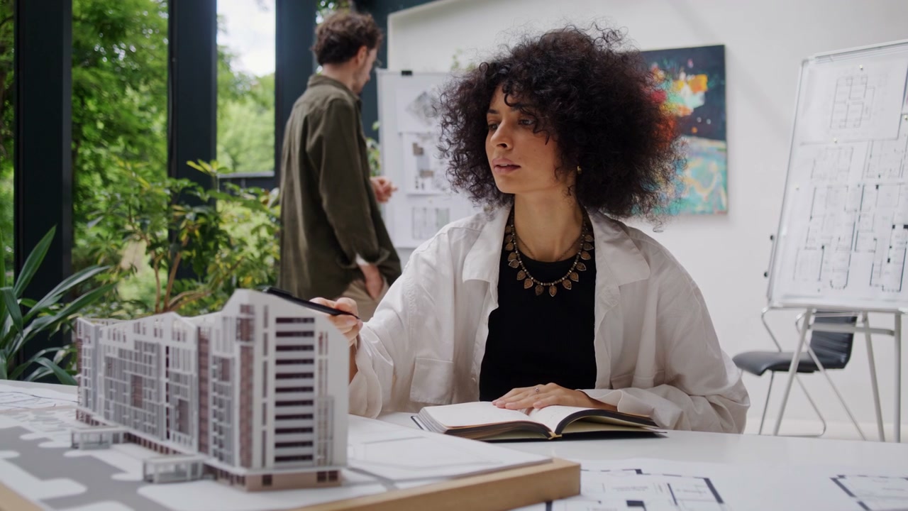 Female Architect Designing Building Model