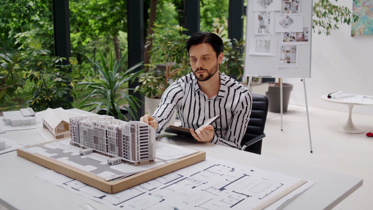 Architect Reviews Building Model Plans