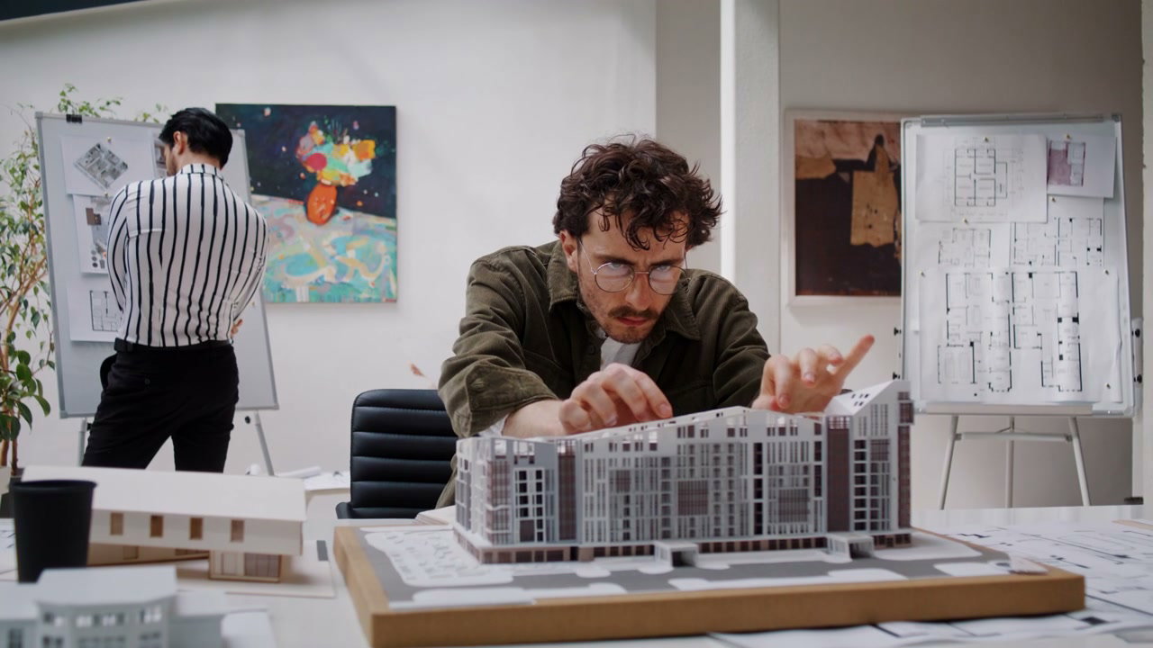 Architect Working on Building Model