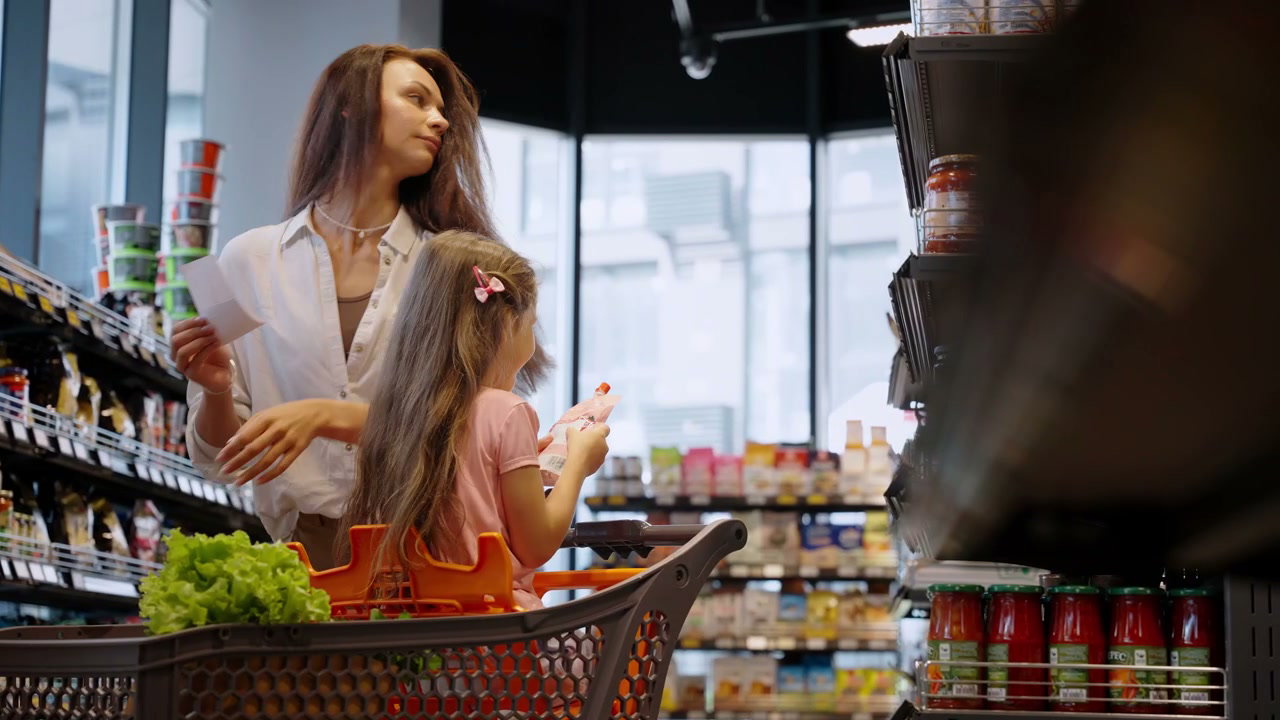 Family Shopping in a Grocery Store