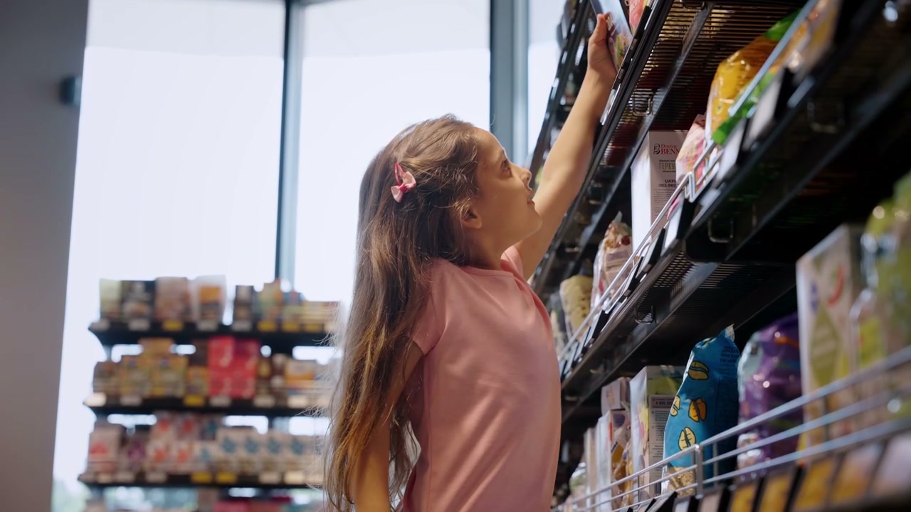 Young Girl Shopping in Supermarket