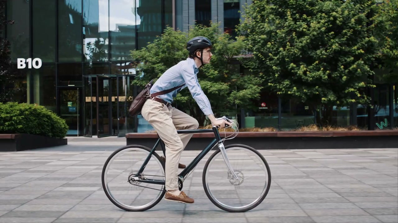 Businessman Commuting on Bicycle
