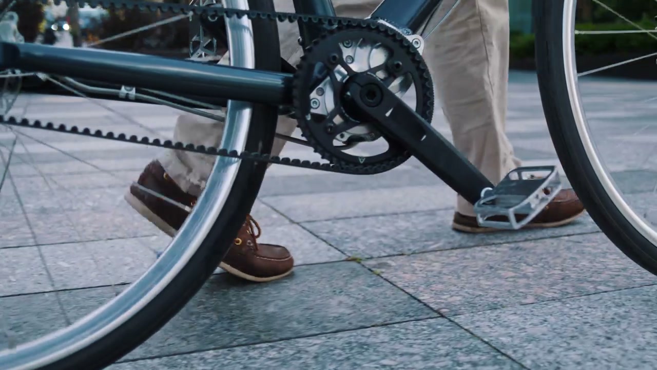 Person Walking Modern Bicycle in City