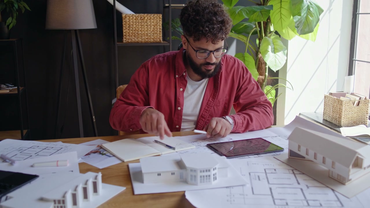 Architect Working on Blueprints