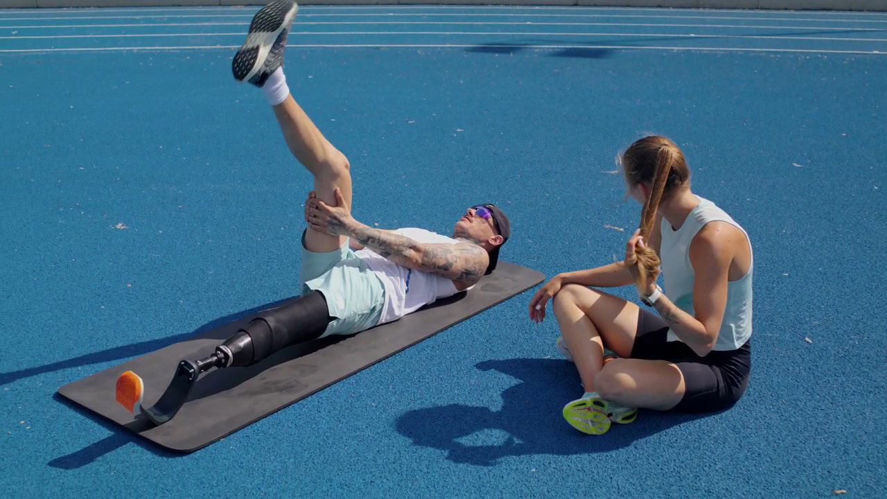 Adaptive Athlete Stretches With Coach