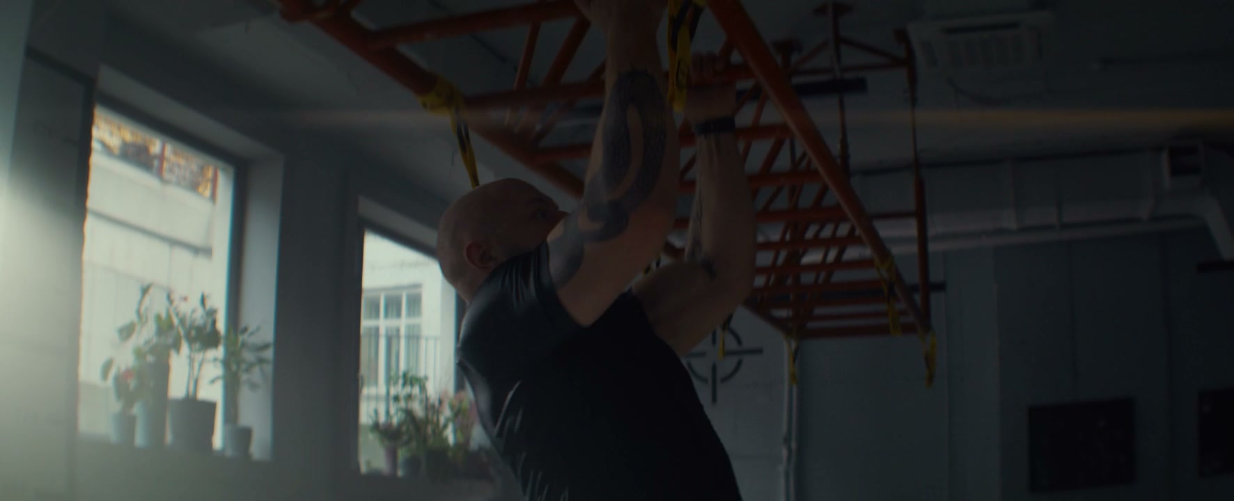 Man Performing Pull-Ups on a Gym Rig