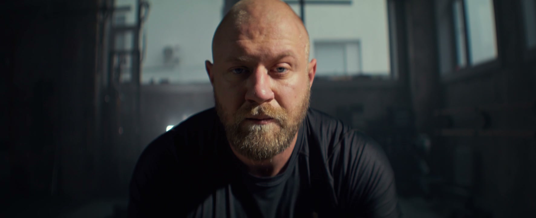 Determined Athlete Looks Up Intensely