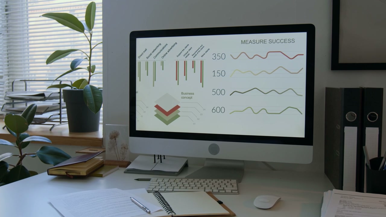 Financial Data Displayed on Office Monitor