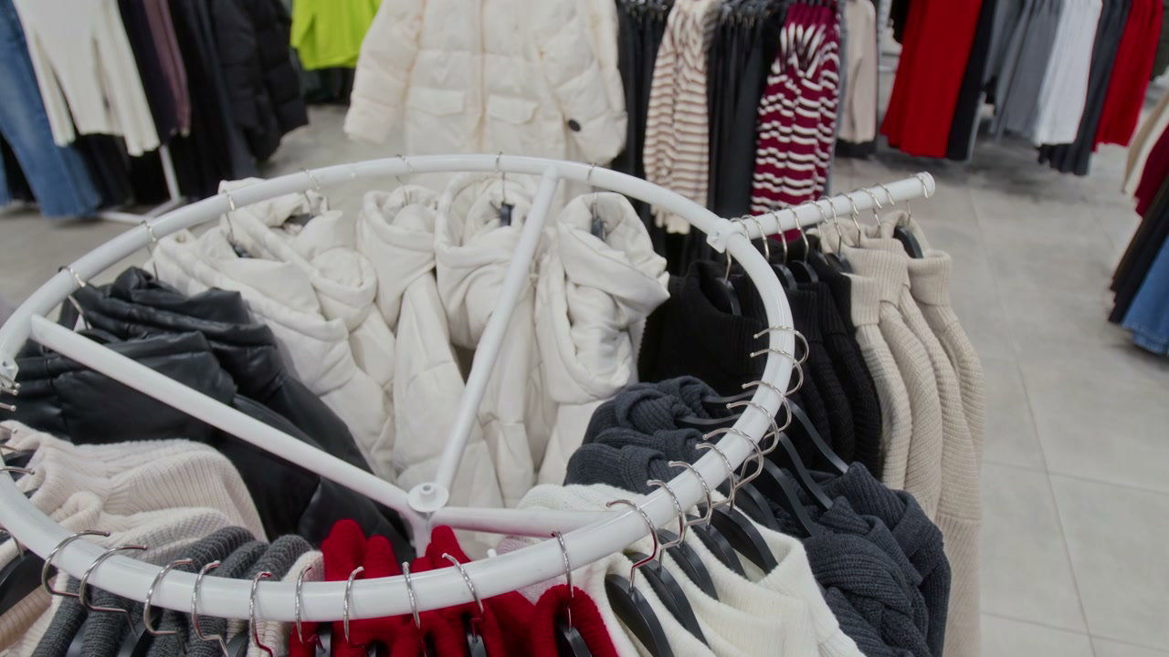 Circular Clothing Rack in a Retail Store