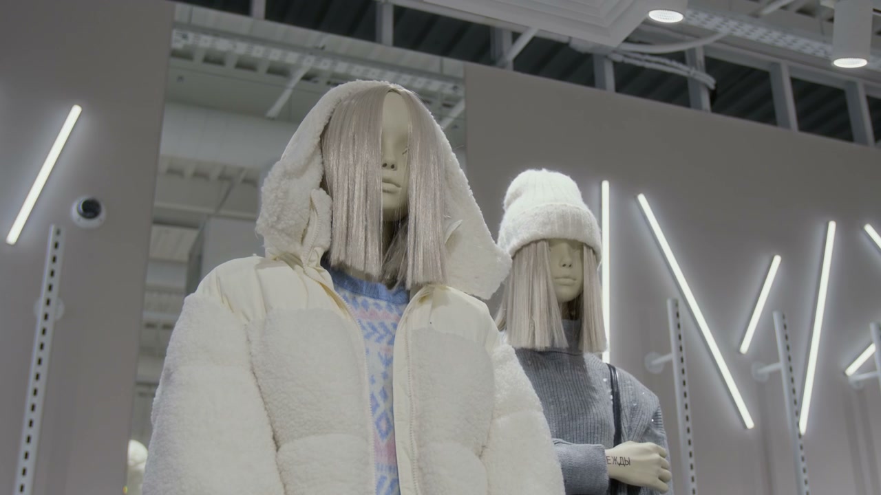 Mannequins Displaying Winter Fashion in Store