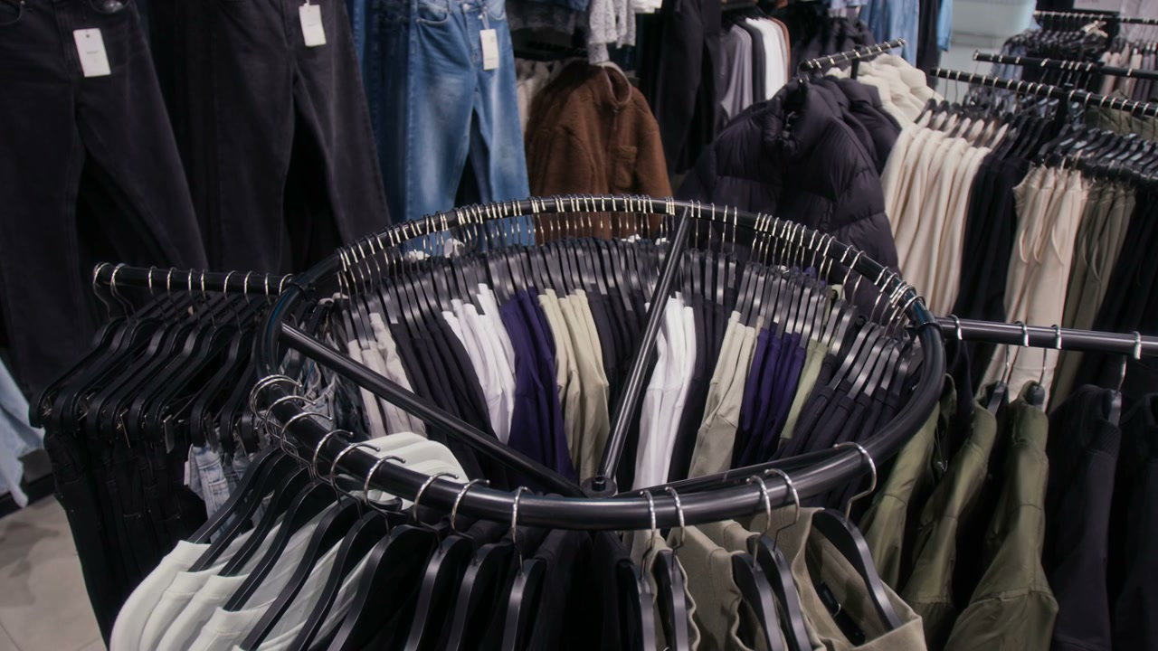 Circular Clothing Rack in Retail Store