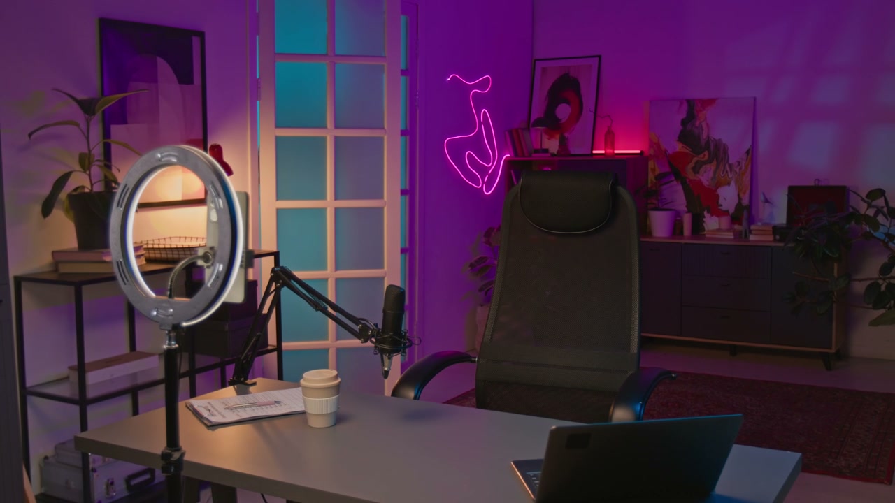 Neon Lit Content Creation Studio