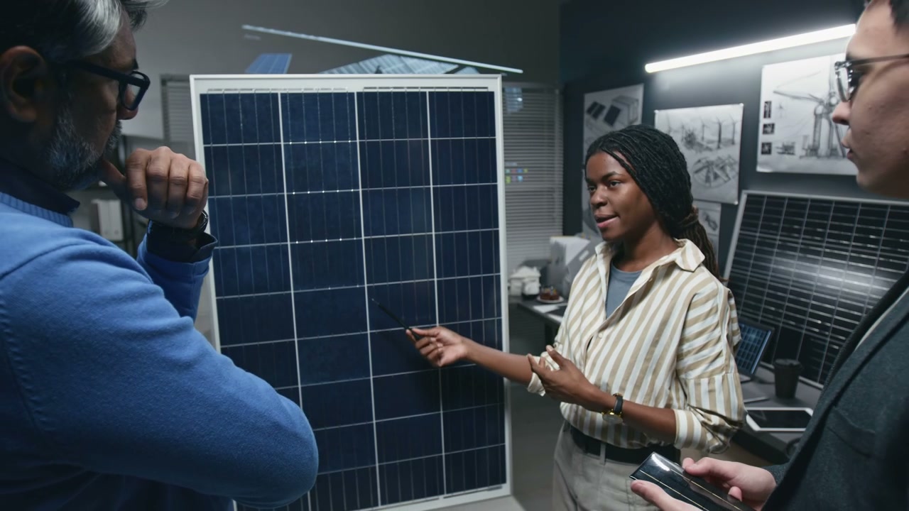 Engineers Discussing Solar Panel Technology