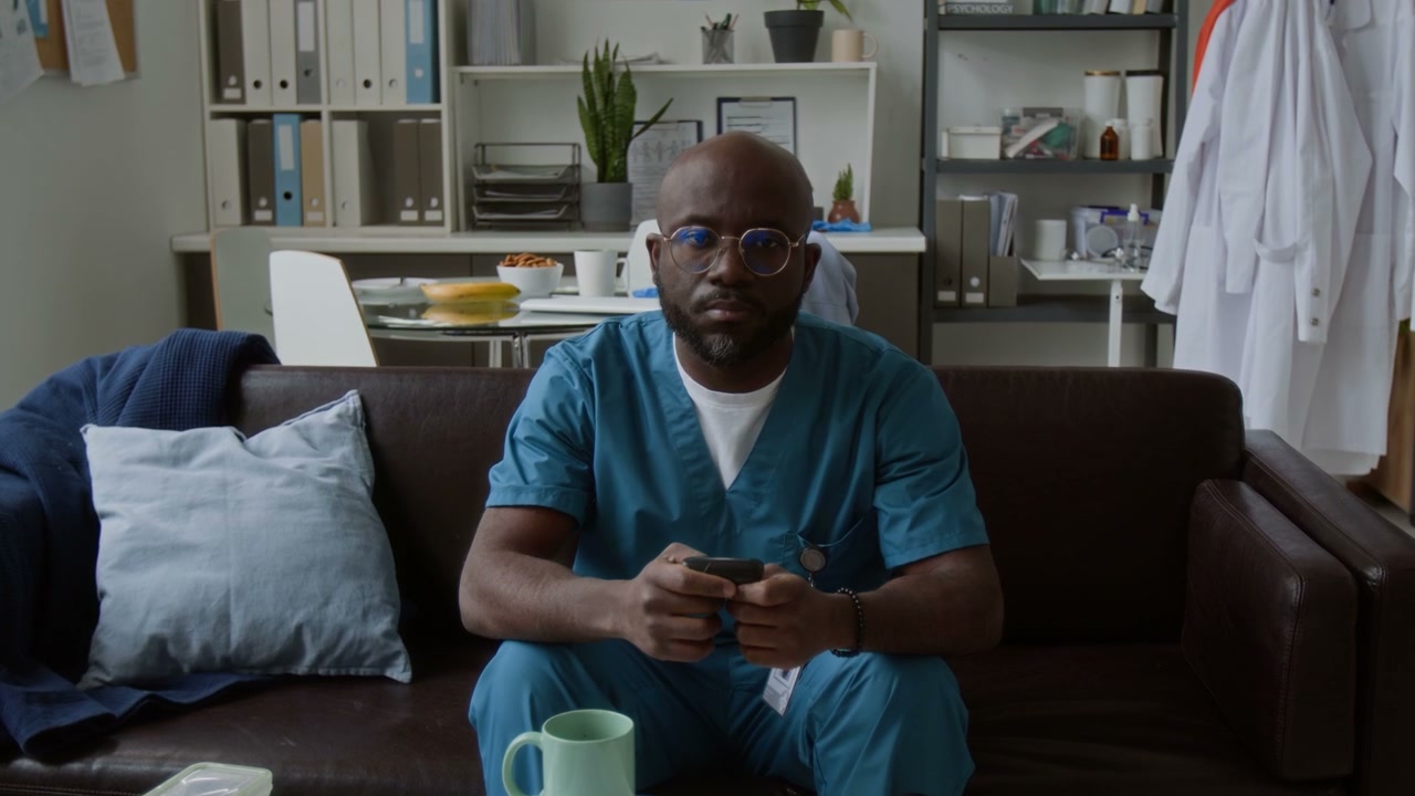 Doctor Resting in Clinic Break Room