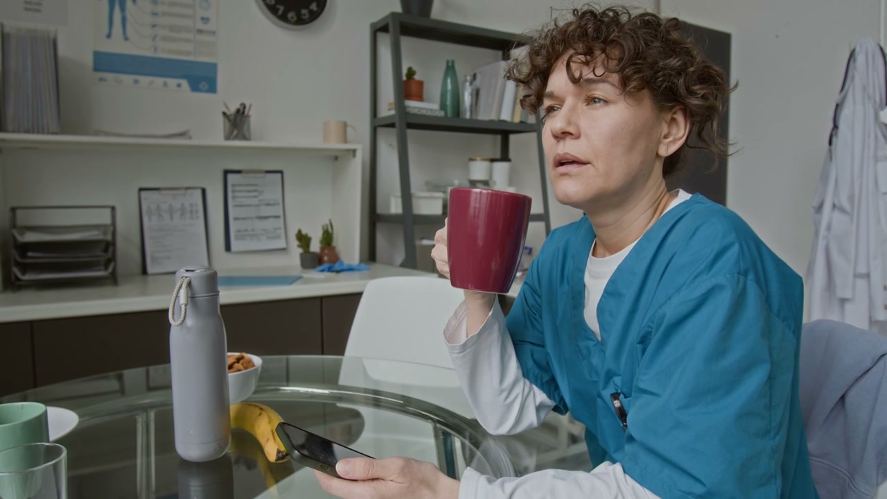 Female Doctor Taking a Coffee Break