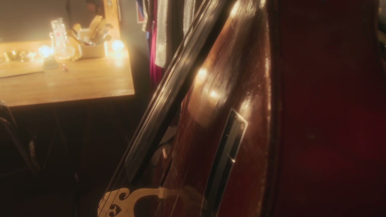 Upright Bass Backstage in Dressing Room