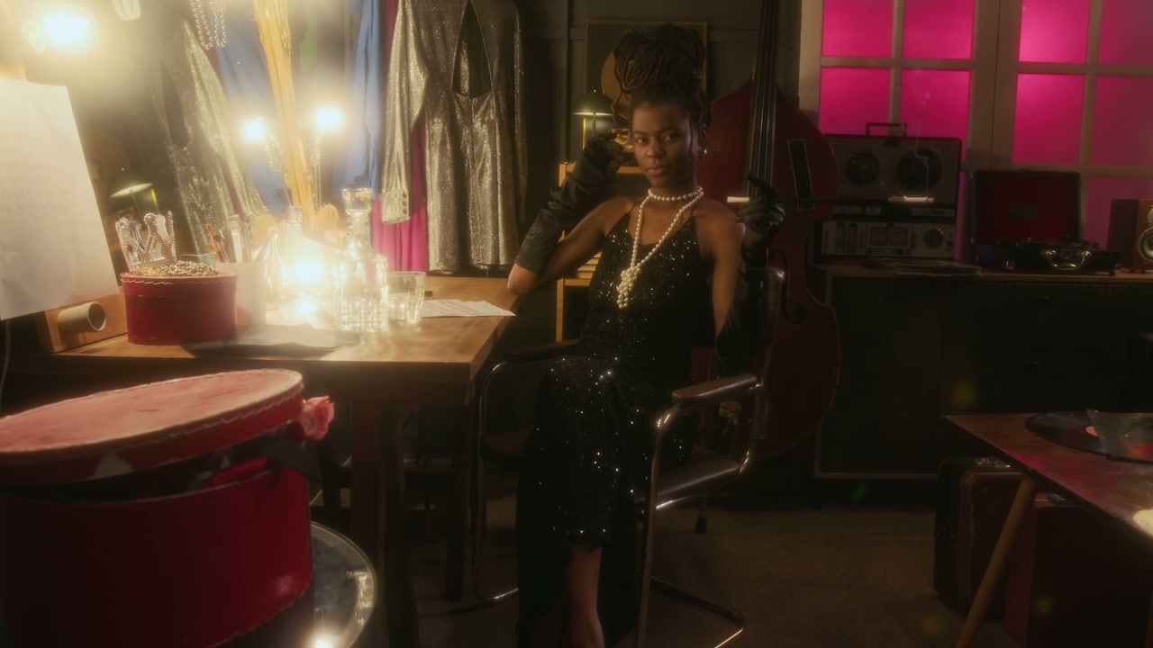 Glamorous Woman in Backstage Dressing Room
