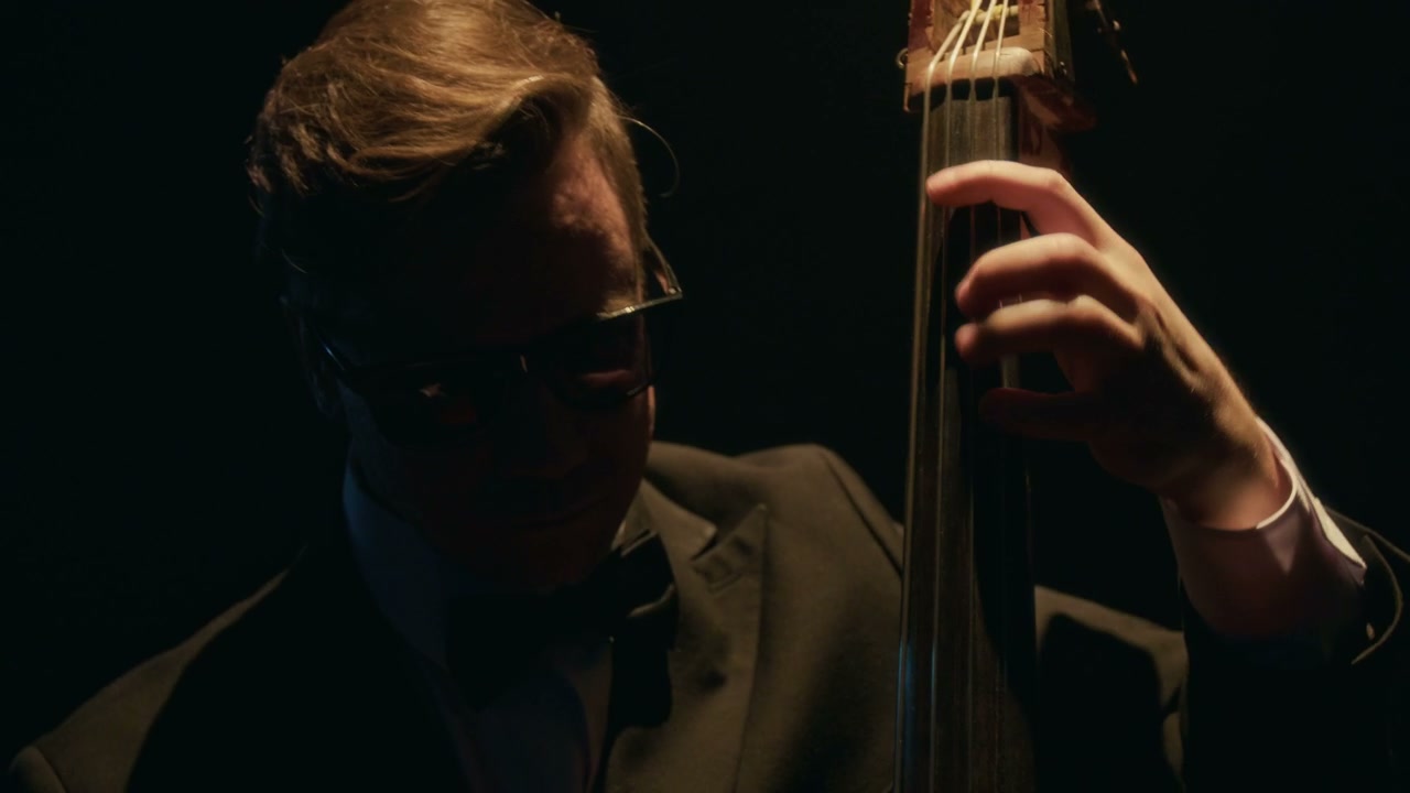 Jazz Musician Playing Upright Bass