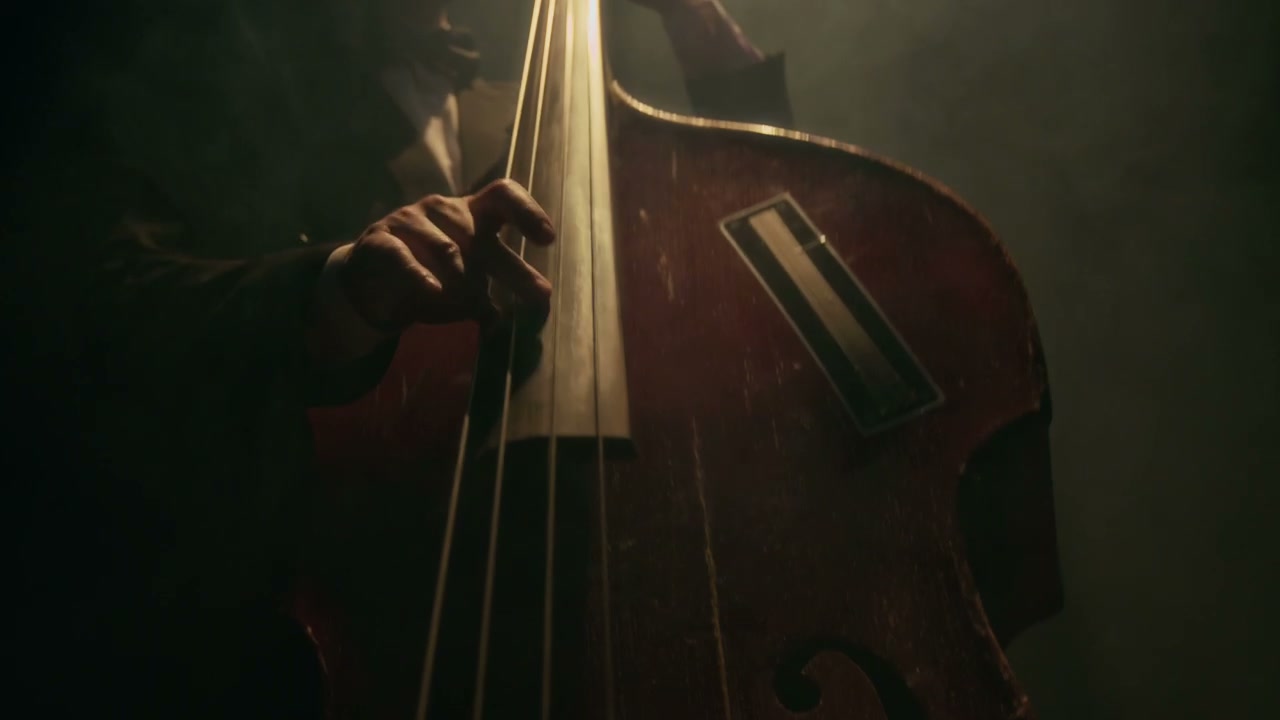 Jazz Musician Playing Upright Bass