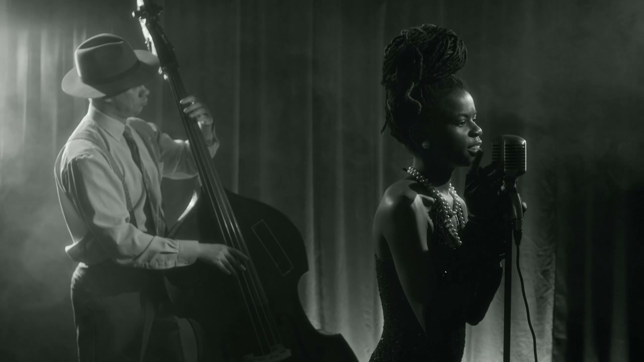 Vintage Jazz Singer and Bassist Duet