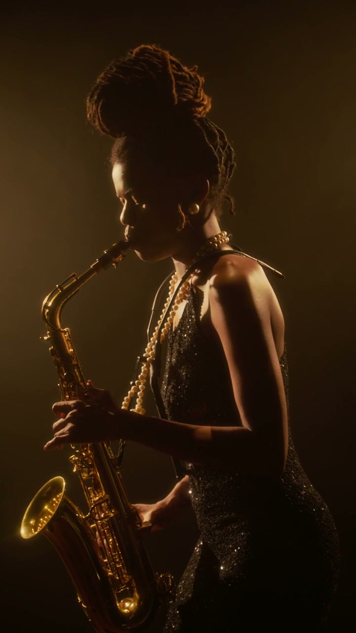 Jazz Musician Playing Saxophone Under Spotlight