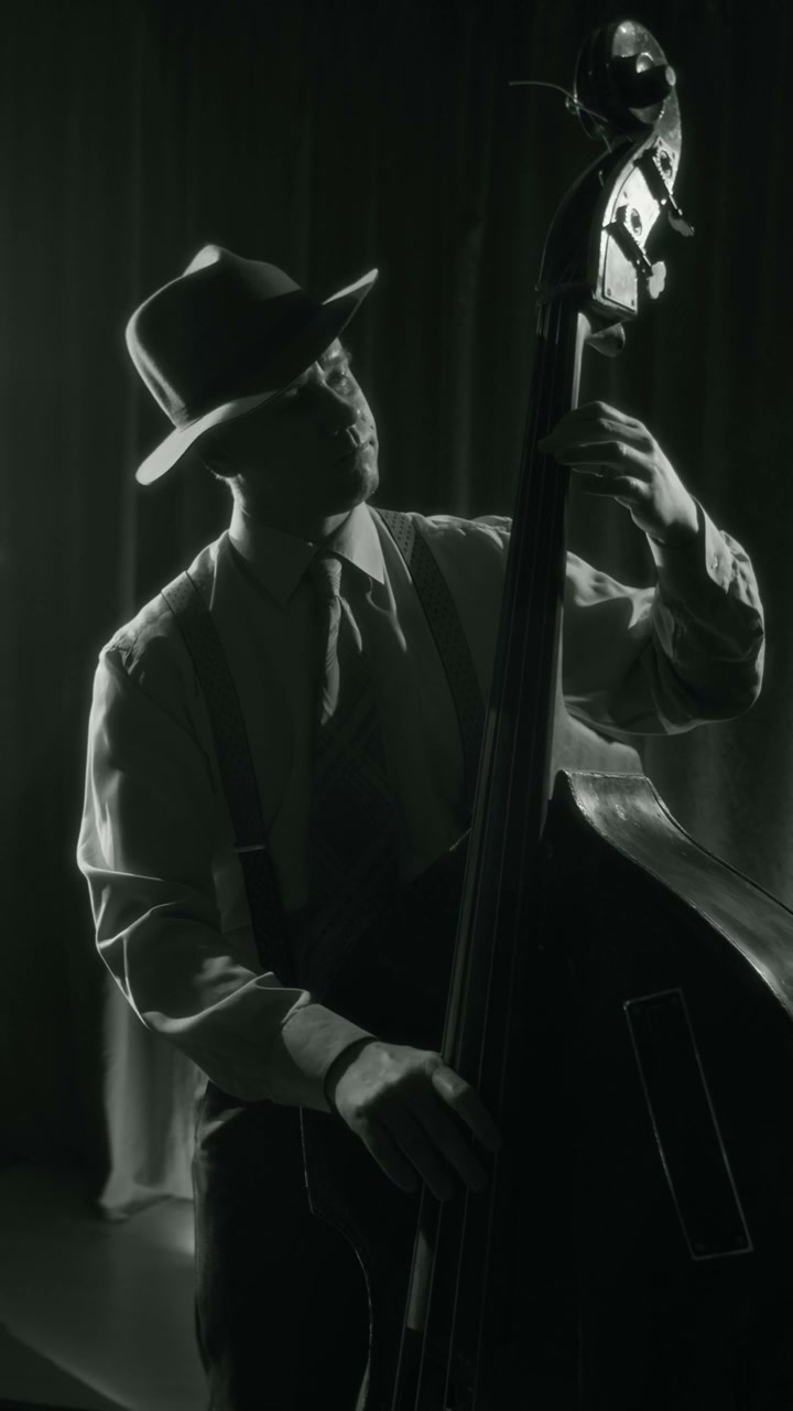 Jazz Musician Playing Upright Bass
