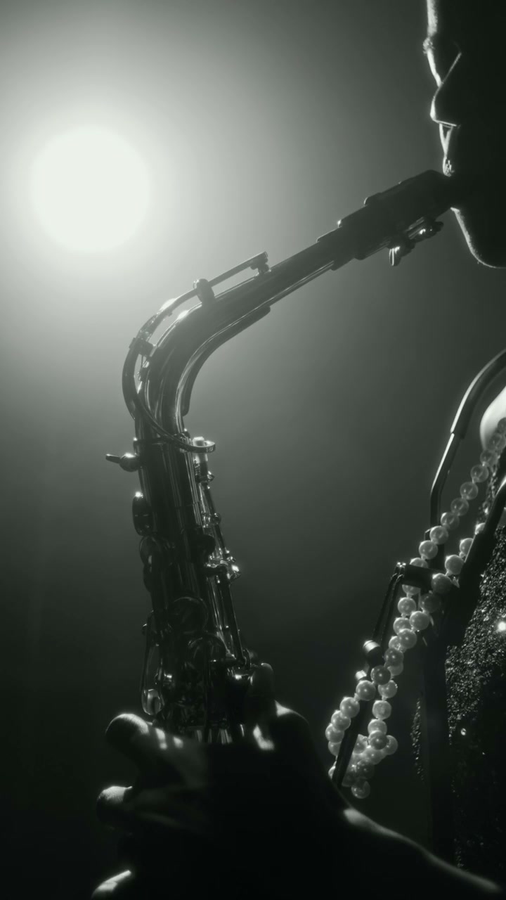 Saxophone Player in Spotlight Silhouette