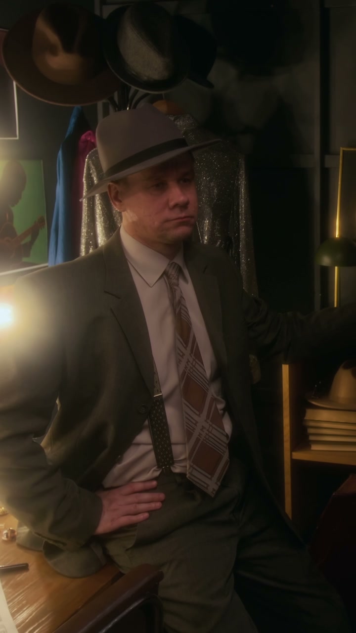 Jazz Musician Posing in Retro Suit