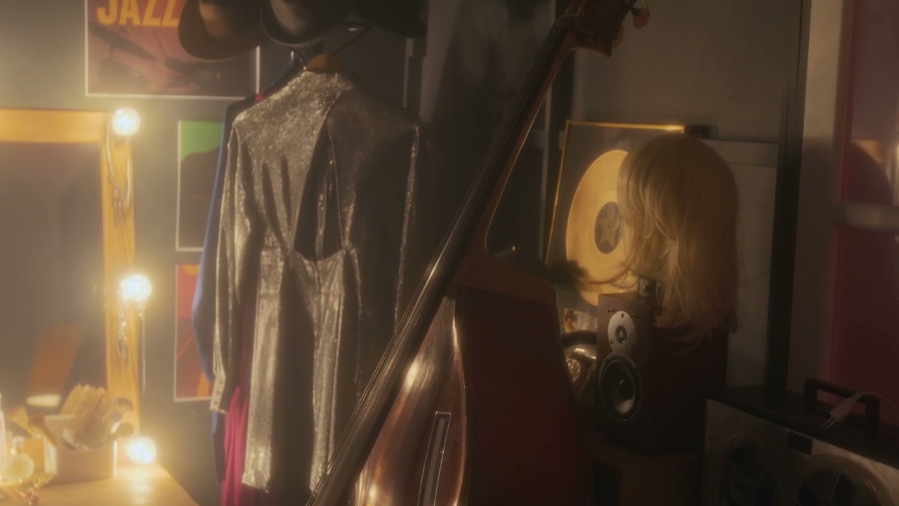 Upright Bass in Vintage Backstage Room