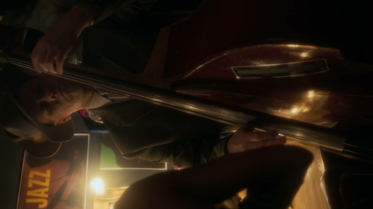 Jazz Musician Playing Double Bass