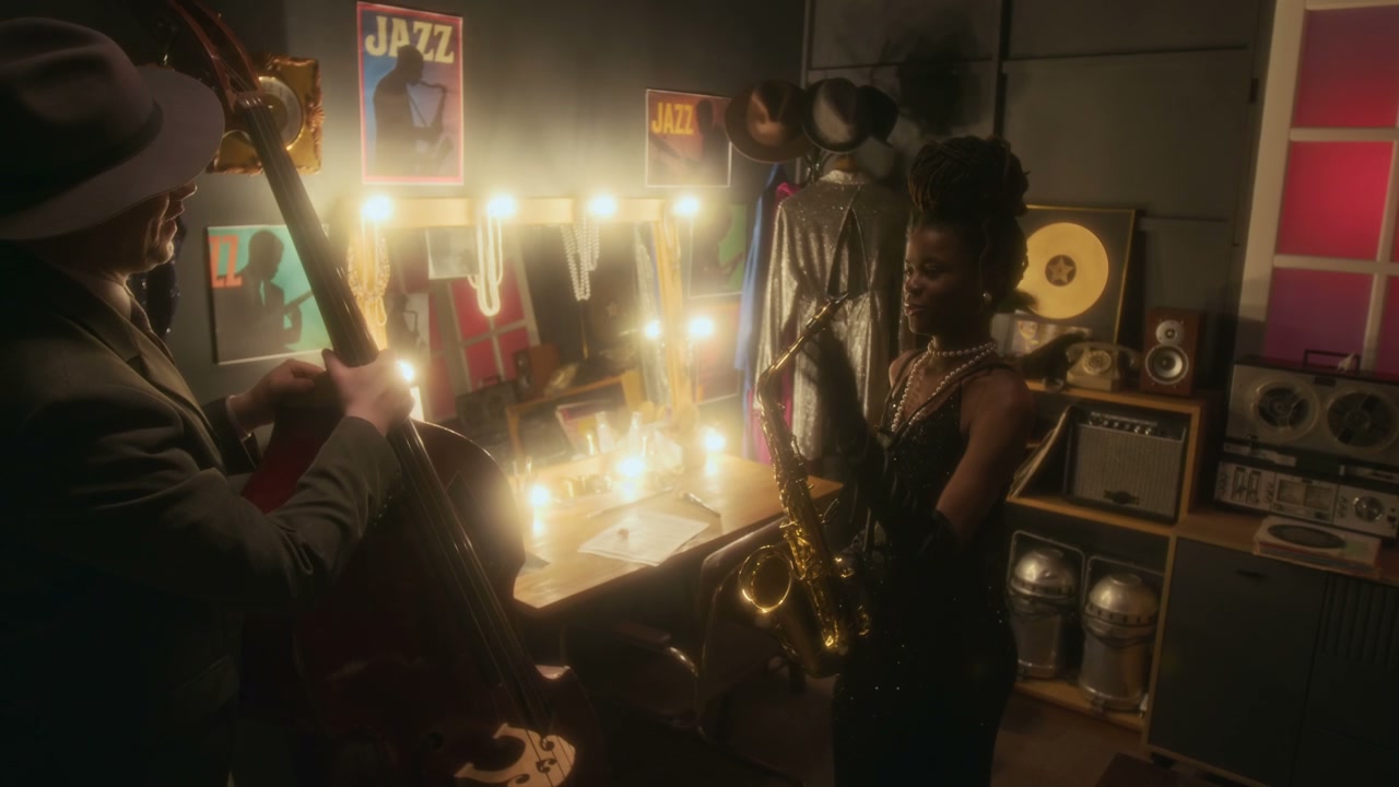Jazz Duo Preparing Backstage