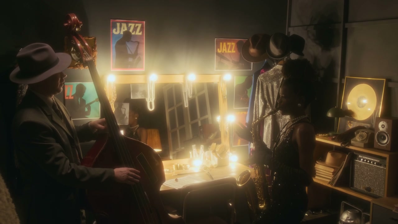 Jazz Duo Playing in Dressing Room