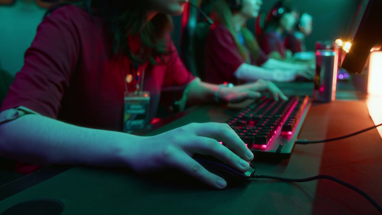 Esports Player Using Gaming Mouse and Keyboard