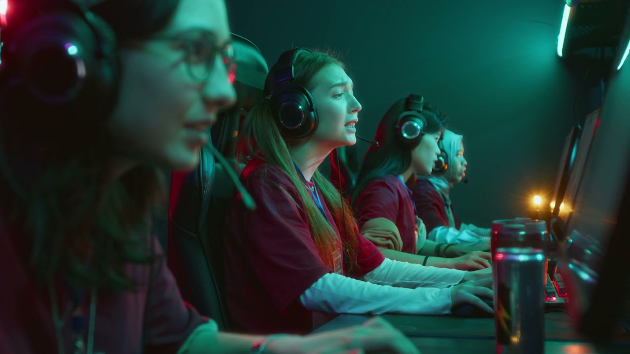 Female Esports Team Celebrates Victory
