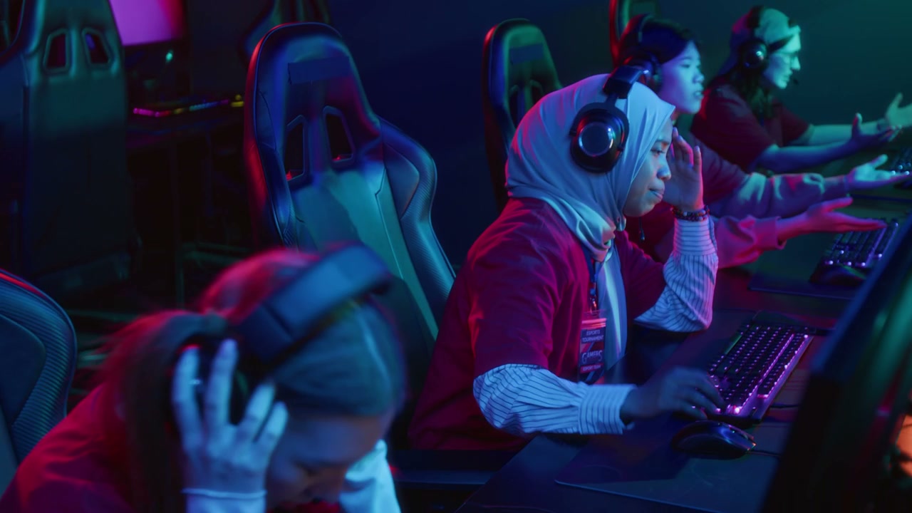 Disappointed Multiethnic Female Gamers Failing in Online Championship