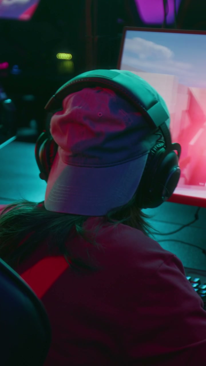 Gamer Playing First Person Shooter Game