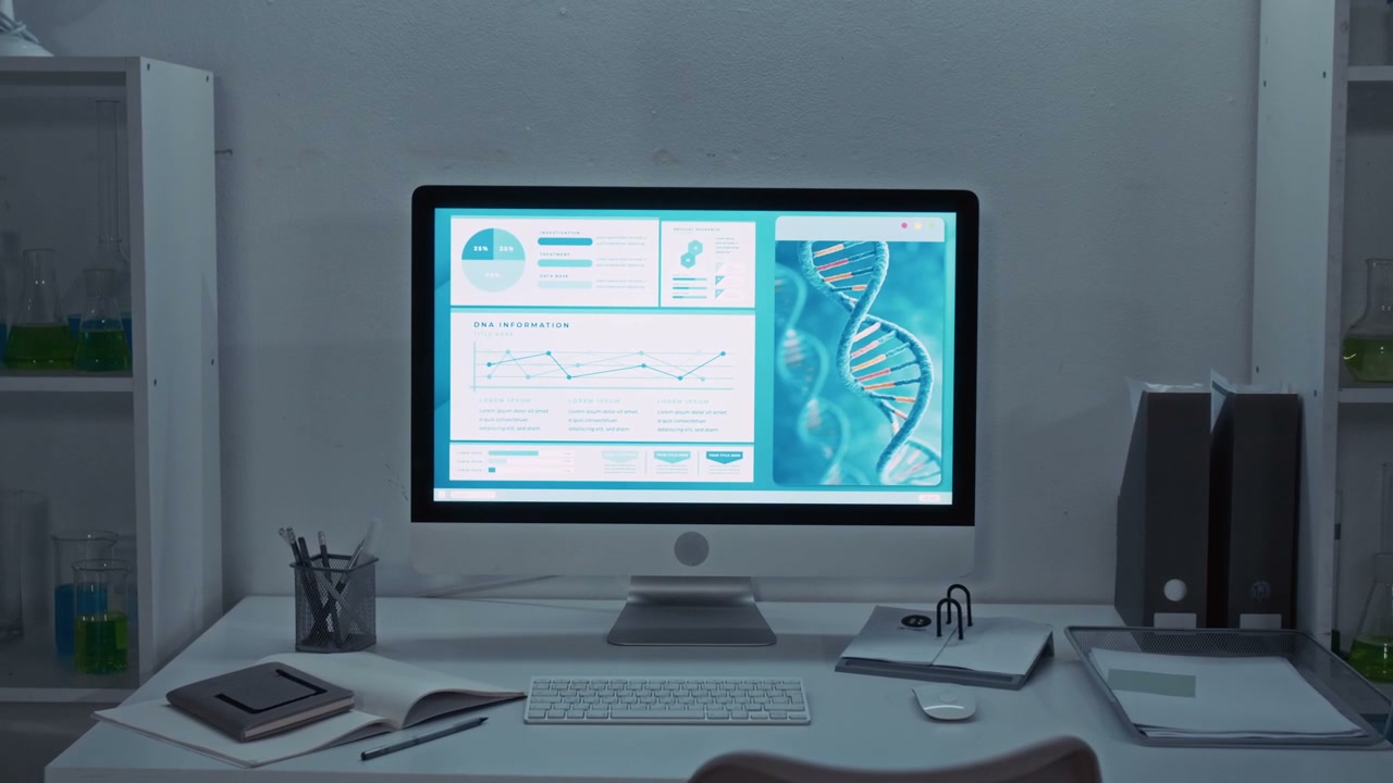 DNA Information Displayed on Laboratory Computer