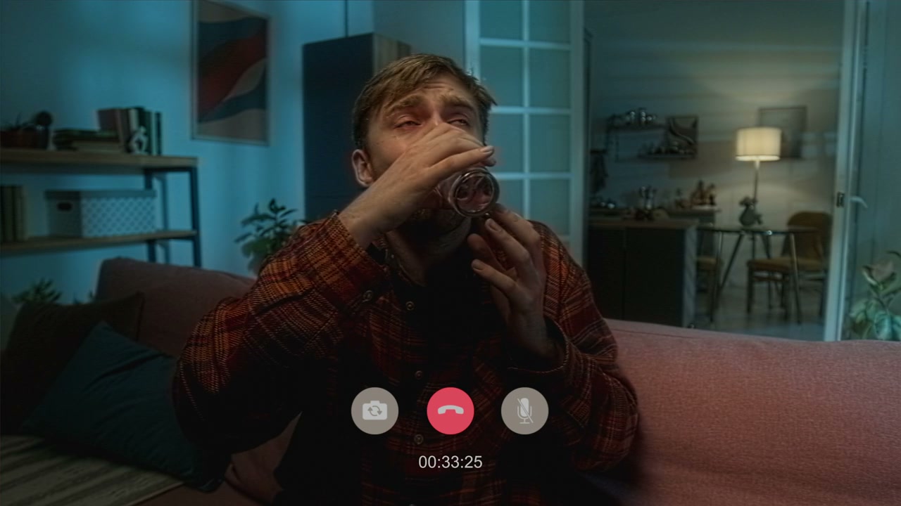 Man Reacting to Paranormal Scare on Video Call