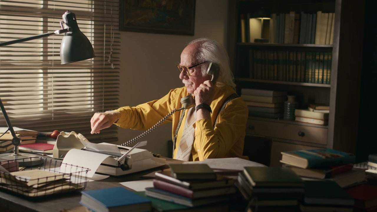 Senior Writer Dialing Vintage Rotary Phone