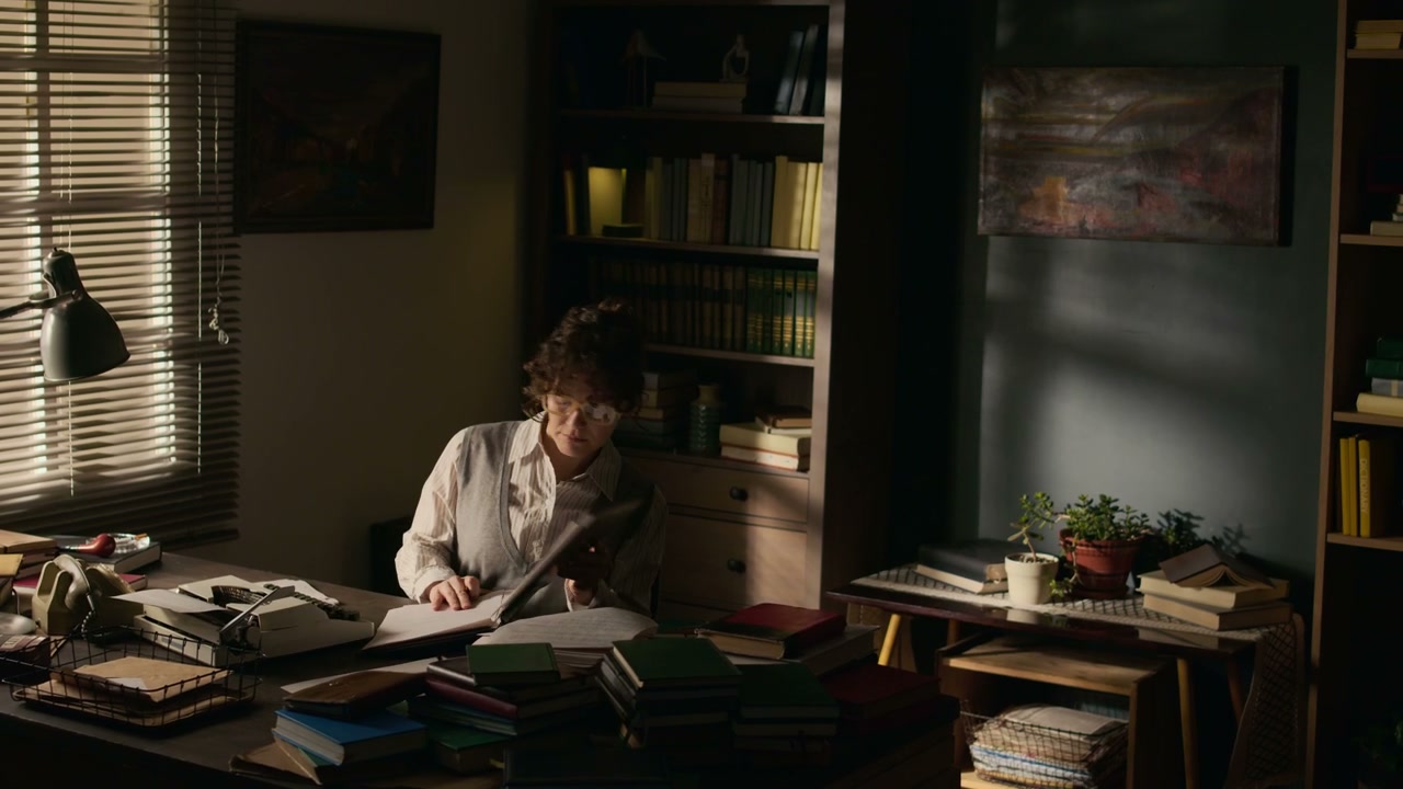 Woman Writer Working at Vintage Desk