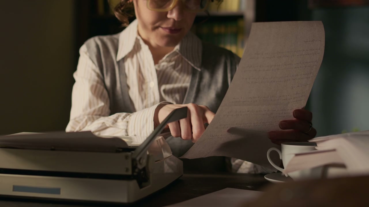 Writer Types Manuscript on Vintage Typewriter