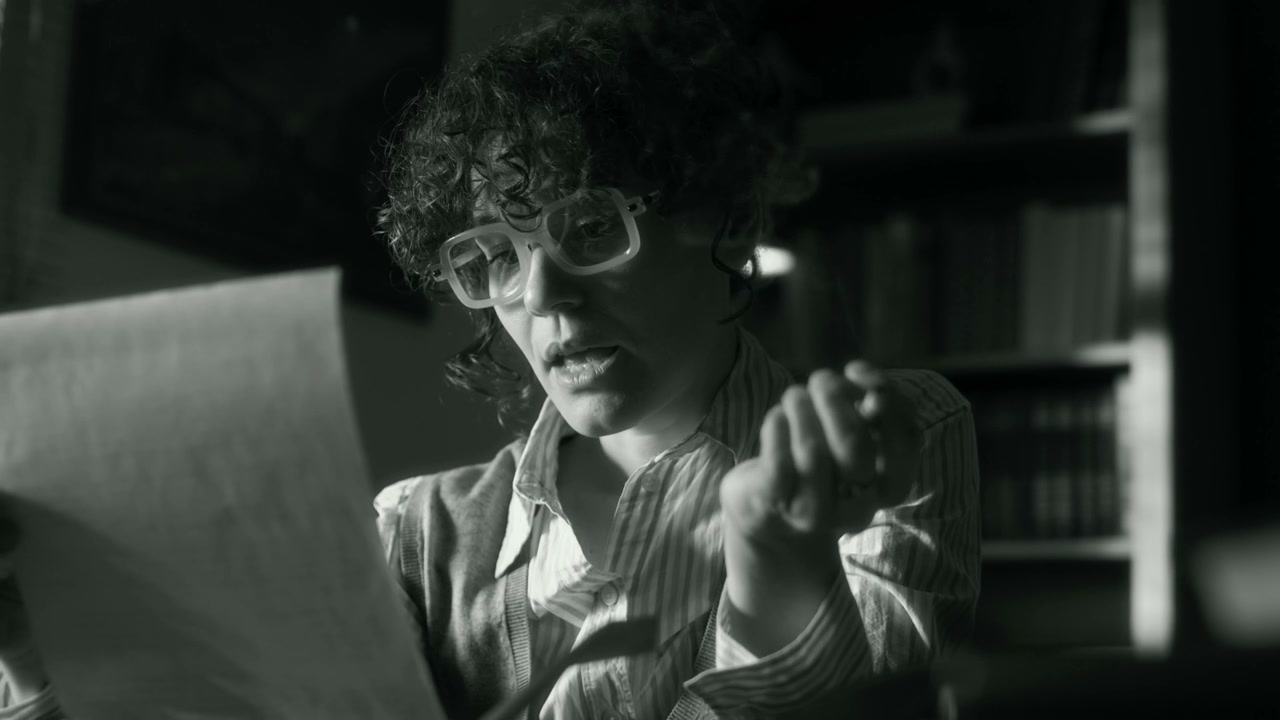 Black and White Woman Writer Reading