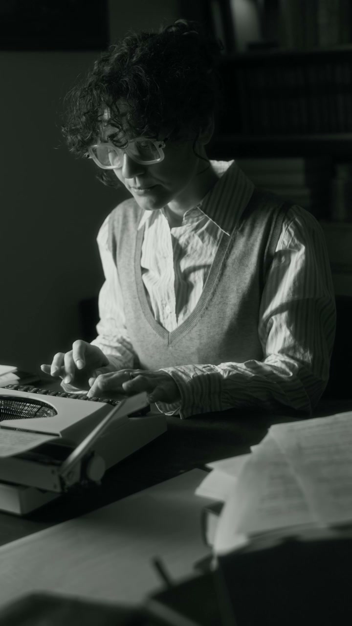 Vintage Writer Typing on Typewriter