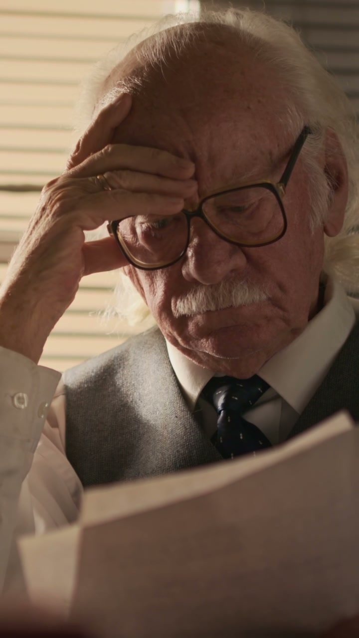 Elderly Man Reading Documents