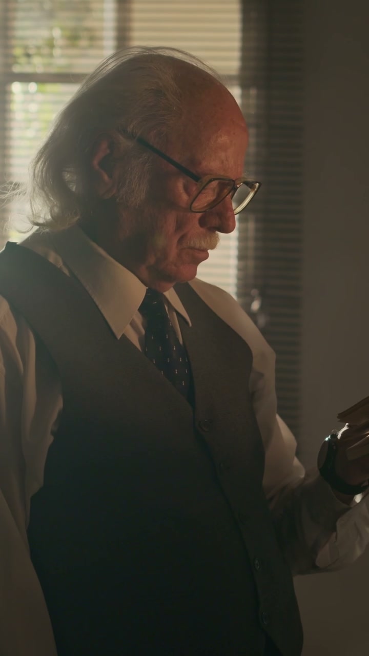 Senior Man Reading Book Indoors
